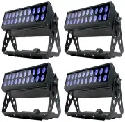 (4) American DJ UV LED BAR20 IR DMX Ultraviolet Bar Wash Blacklights with Remote