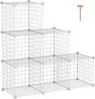 DIY Wire Storage Cubes Metal Grids Bookshelf Modular Shelving Stackable 6 Cube C