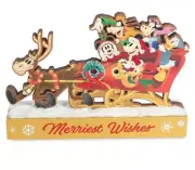 Disney Santa Mickey Mouse & Friends ''Merriest Wishes'' Light-up Wood Figure NEW