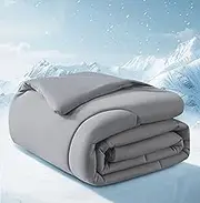 Cooling Comforter Full/Queen Size, All Season Blanket for Hot Sleepers, Lightweight Comforter for Night Sweats, Double-Sided Cooling Bedding for Bed, Sofa, Office, Camping (Dark Gray,90"*90")