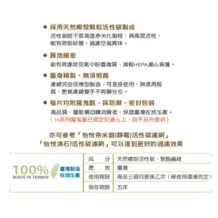 怡悅活性碳濾網 適用於佳醫AIR-05W AIR-10W AIR-15W空氣清淨機