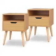 ALFORDSON Set of 2 Bedside Table - 1 Drawer & Shelf Bedside Table (Wood)