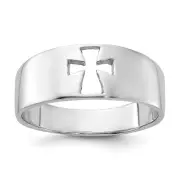 Sterling Silver Rhodium-plated Polished Cut-out Cross Ring Size 10