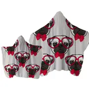 Funny Elegant Pug Dog Towel with Hood