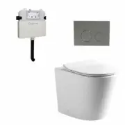 New 2023 RIMLESS Toilet Suite BACK TO wall in wall concealed cistern SOFT CLOSE