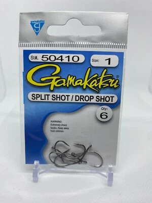 Gamakatsu Split Shot / Drop Shot Hooks 6PK (Select Size) 50410 50412 Red 50310