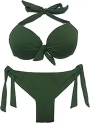 [EONAR] Womens Push Up Bikini Set Tie Side Swimwear Halter Neckholder Swimsuit