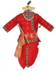 Krishna Janmashtami Cotton Costume/Dress Set for Kids, Age 1 - 2 Yrs, Red