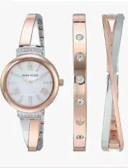 ANNE KLEIN Women's Premium Crystal Accented Bangle Watch Set