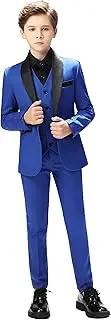[Yavakoor] Boy Classic Tuxedo Morden Fit Toddler Dress with Coat, Pants, Vest Set No Tail