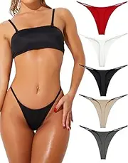 [chelectnis] G String Thongs for Women Pack Low Rise String Bikini Panties Women Underwear Thong 5Pack T Back Tangas