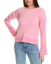 Design History Two Color Brioche Cashmere Sweater Pink