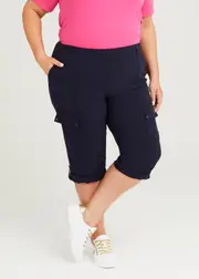 [Virtuelle] Taking Shape Castaway Cargo Crop Pant Size 14 in Navy, Viscose - Plus Size Women's Shorts Navy