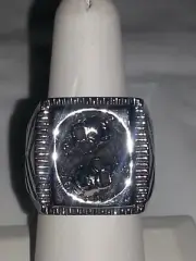 STAINLESS STEEL SILVER SKULL MEN'S RING . SISE 8