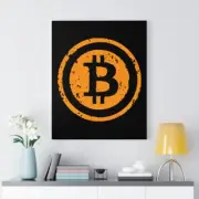 Bitcoin Distressed Logo Crypto Currency BTC Money Coin Canvas Gallery Print