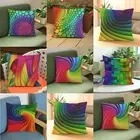 Creative Colorful Line Polyester Cushion Cover Throw Pillow Cover Decorative