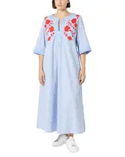 Marina Rinaldi Sport 2A Uscita Opossum Embroidered Split V Neck Dress