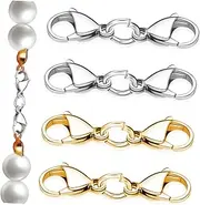 DOITOOL 4 Pcs Double Lobster Claw Clasps Necklace Shortener for Jewelry Making Durable Bracelet Clasp Dual Head Design for Easy Connection and Repair
