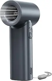 Portable Handheld Mini Fan with Digital Display, 5 Speed Adjustable Personal Fan, Lanyard as Wrist Fan, High-Speed Cooling USB Fan with Rechargeable Battery, for Eyelash Makeup Hot Flashes (Grey Blue)
