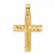 14K Yellow Gold D/C Block Cross Charm