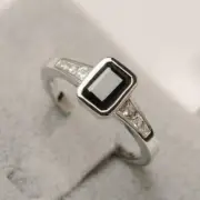 Solitaire Anniversary Ring 1.26Ct Black Simulated Diamond 925 Sterling Silver