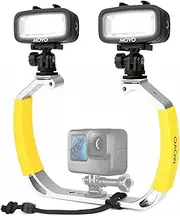 [Movo] DiveRig1 XL Diving Rig Bundle with Waterproof LED Lights - Compatible with GoPro Hero, HERO5, HERO6, HERO7, HERO8, HERO9, HERO10 and DJI Osmo Action Cam - Scuba Accessories for Underwater Camera