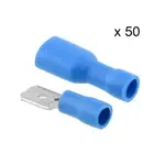 50pairs Terminals Insulated Electrical Conductivity Crimp Connect Spade Fem Blue