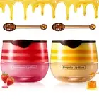 2PCS Strawberry & Honey Lip Balm Hydrating Propolis Sleeping Mask Moisturizin...