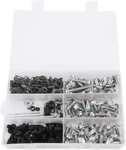 QANYEGN 198Pcs Motorcycle Windshield Screw Kit, Fairing Screw Kit, M5 M6 Screw Set, Easy Installation, Fits Most Motorcycles(Silver)