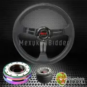 BLACK DEEP DISH STEERING WHEEL +NEOCHROME QUICK RELEASE FOR PLYMOUTH LASER 89-05 (for: Mitsubishi)