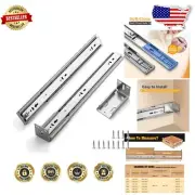 Stainless Steel Drawer Slides - 20-Inch Soft Close System with Mounting Brackets