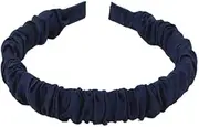 GOMINIMO Satin Ruffle Wide Headband (Navy Blue) OR30-9