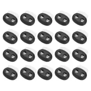 40Pcs 5mm Plastic Cord Locks Double Hole Spring Toggle Stopper, Clear Black