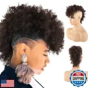 KRSI Afro High Puff Hair Bun Ponytail Drawstring With Bangs Synthetic Light B
