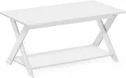 [Furinno] Modern Simplistic Criss-Crossed Coffee Table, White