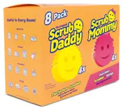 Scrub Daddy 4ct + Scrub Mommy 4ct – Scratch-Free Multipurpose Kitchen Sponges – 8 Pack