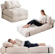 HIGOGOGO Folding Couch Sofa Bed, Convertible Sleeper Chair with Pillow Foldable Mattress with Back Support, Portable Fold Out Chair Bed Floor Mattress,Comfy Floor Chair Sofa for Living Room,Bedroom