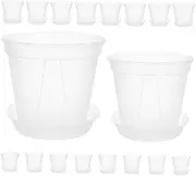 MOBUTOFU 24pcs Clear Orchid Pots with Drainage Holes and Trays for Versatile Plant Care Lightweight and Durable Nursery Pots for Optimal Water Flow and Root Aeration