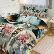 Bed Sheets g162 Pennywise Print Bedding Set Pattern Duvet Cove Set 3 Pieces 1 Quilt Cover And 2 Pillowcases for Women Men Teens tq162 Bed Sheets