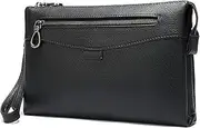 Wrist Bags Leather Mens Black Men's Leather Clutches - Men's Handbags - Men's Leather Bags - Noble Wallets - Men's Shoulder Bags - Leather Clutches,Black