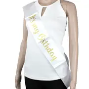 It's My Birthday White Satin Sash