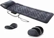 HOMASA Heated Massage Mat Full Body Shiatsu Vibration Lumbar Support Heating Neck Back Foot Massager Electric Recliner Chair Cushion 10 Motors
