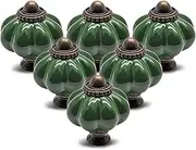 Seimneire 12pcs Dark Green Pumpkin Knobs, Vintage Ceramic Cabinet Knobs, Dresser Knobs Drawer Knobs Door Knobs Drawer Pulls Dresser Handles with Mounting Screws, B09MHW2XJQ_CA NARF
