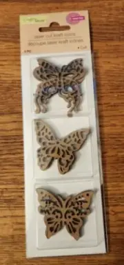 Scrap booking 3 Different Butterfly Design Laser Cut Kraft Icons NIP 0072