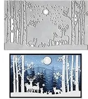 Christmas Trees Elk Die Cuts for Card Making, 3D Xmas Snowflake Cutting Dies Winter Forest Animals Dies Embossing Template for Scrapbooking DIY Cards Album Crafts Supplies (7.87x4.65inch)