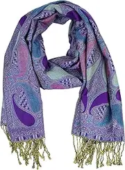 [PASKMLNA] Paisley Pattern Tow Layered Woven Pashmina Shawl Scarf Wrap Stole