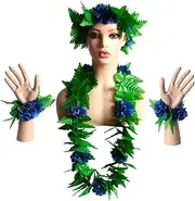 VALICLUD 5pcs Hawaii Cloth Leaf Skirt Photo Luau Party Outfits Pool Inflatable Garland Apparel Tropical Skirt Hula Skirt Hawaii Party Skirt Blue