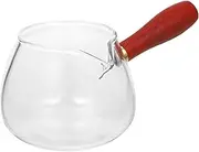 FONDOTIN Glass Tea Dispenser with Wooden Handle Tea Fair Cup for Home Office Ergonomic Design for Easy Pouring Entertaining Guests