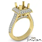 Princess Semi Mount 2 Row Halo Diamond Engagement Ring 14k Yellow Gold 1.4 Carat