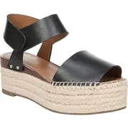 Leo Black Leather Franco Sarto Wedge Platform Sandal